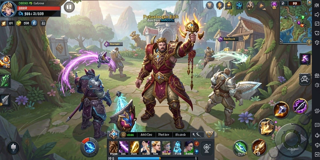 Screenshot menunjukkan epic gameplay di dunia MMORPG yang menawan.