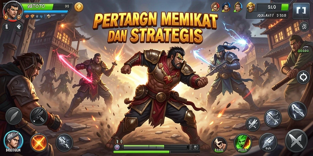 Tampilan gameplay Fighting 98TOTO dengan pertarungan intens.