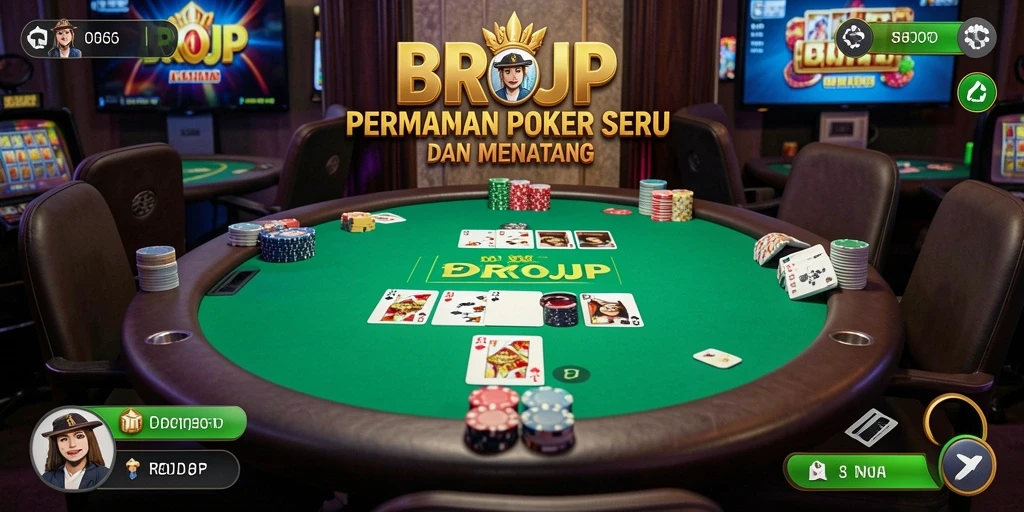 Tampilan gameplay poker yang menarik dan mendebarkan di BROJP.