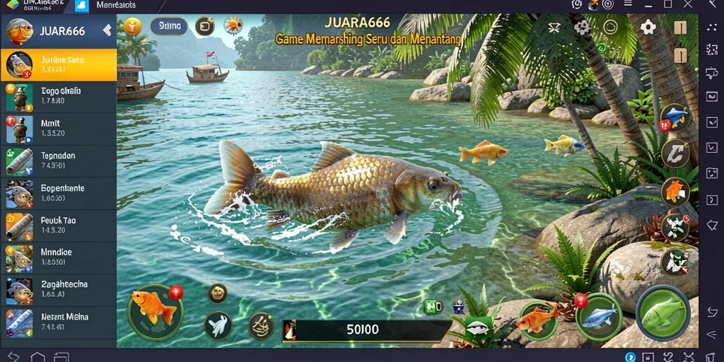 Screenshot JUARA666 menampilkan aksi memancing yang mendebarkan.