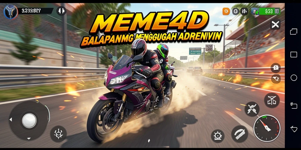 Tampilan gameplay seru dan menantang dalam balapan motor MEME4D.