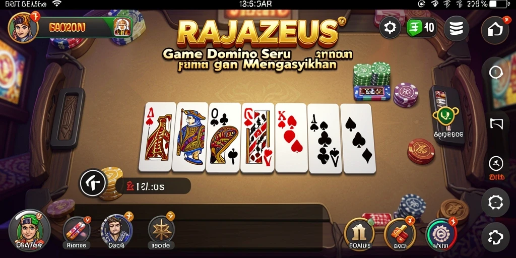 Screenshot gameplay domino RAJAZEUS menampilkan keseruan permainan.