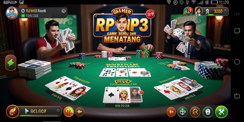 Screenshot gameplay poker di RPVIP3 dengan pemain aktif.
