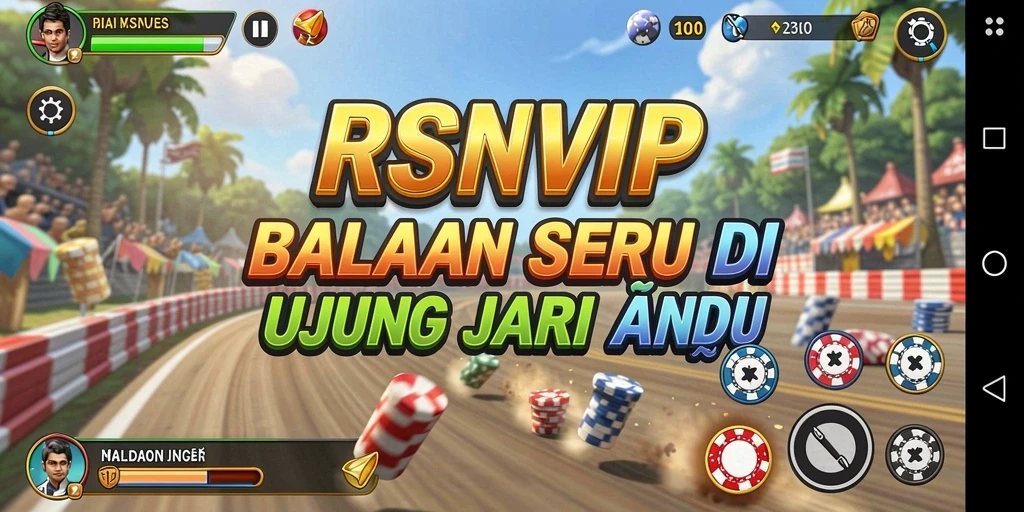 Screenshot gameplay RSNVIP menampilkan balapan mendebarkan di jalur kota.