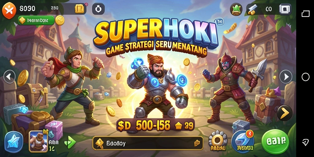Screenshot gameplay SUPERHOKI menampilkan aksi strategi yang seru.