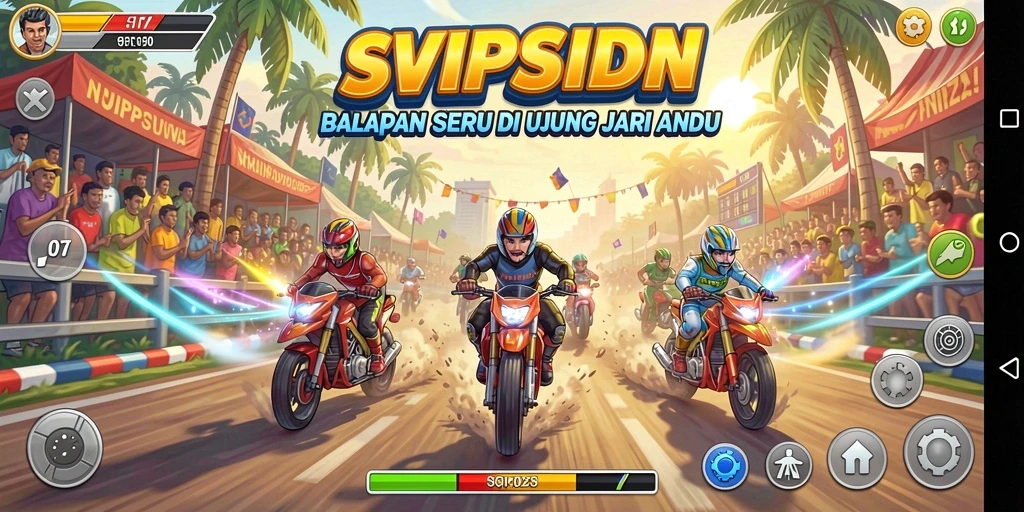 Tampilan gameplay balapan yang mendebarkan di SVIPSIDN.