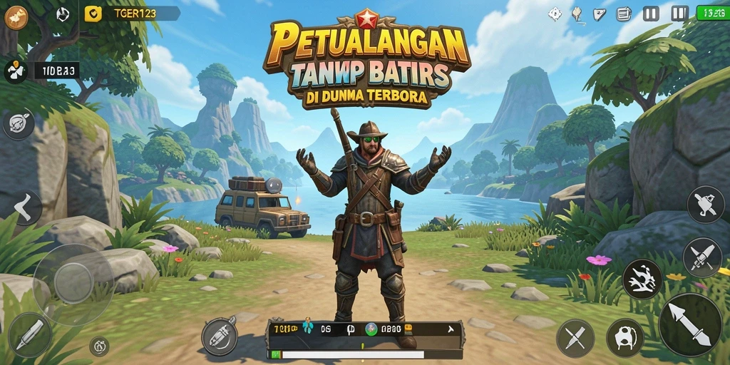 Screenshot gameplay TGER123 menampilkan eksplorasi dunia terbuka yang menakjubkan.