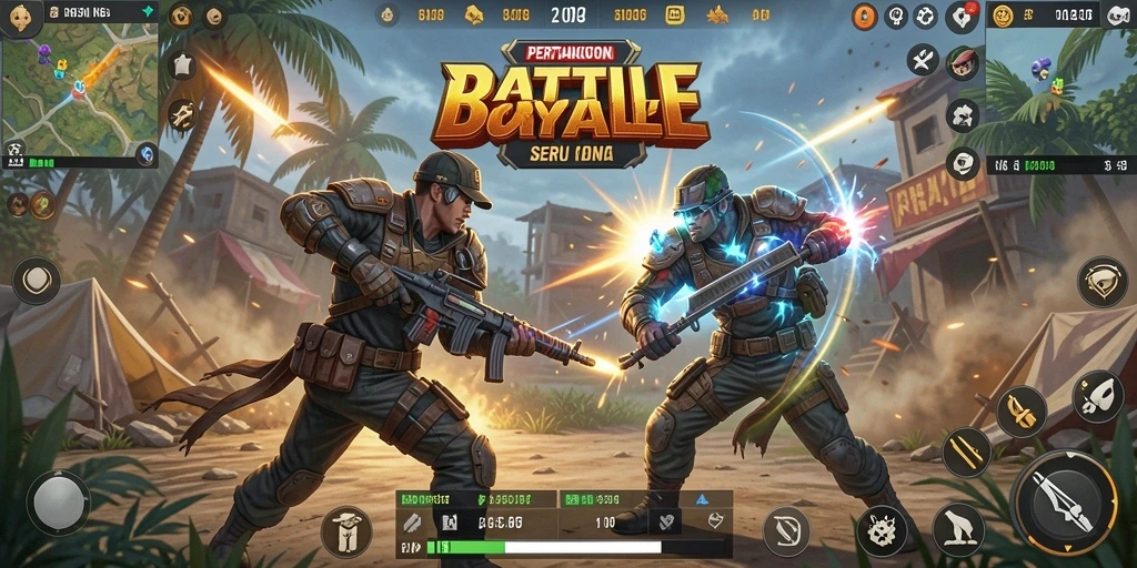 Tampilan gameplay seru dalam V07 Battle Royale.