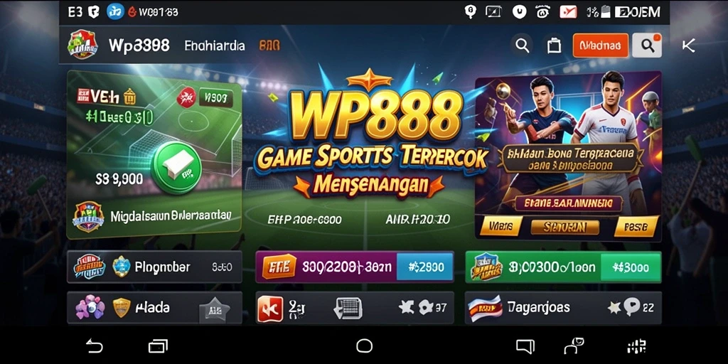 Tampilan utama WP888 menunjukkan antarmuka sederhana untuk taruhan olahraga.