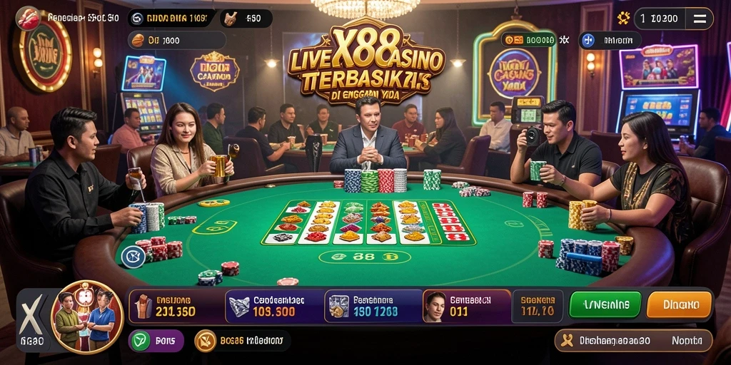 Tampilan gameplay X88 yang mendebarkan dalam Live Casino.